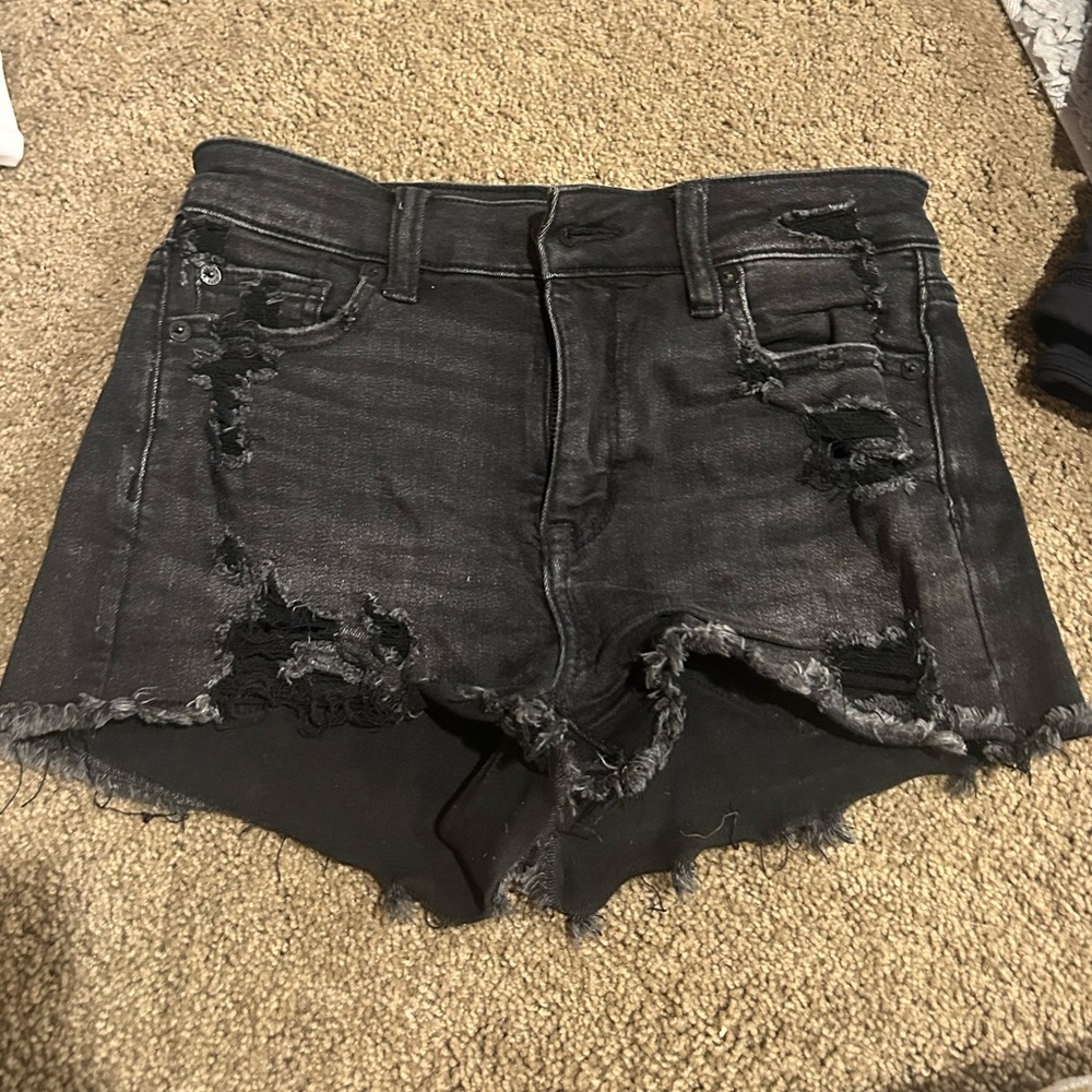 American Eagle Outfitters Black Distressed Jean Shorts